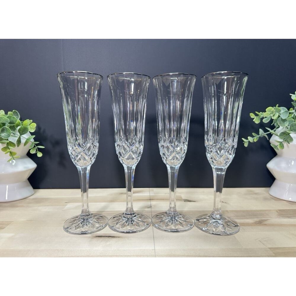 Set/4‎ Noritake Rockford Wedding Champagne Flute FULL LEAD CRYSTAL New Open Box